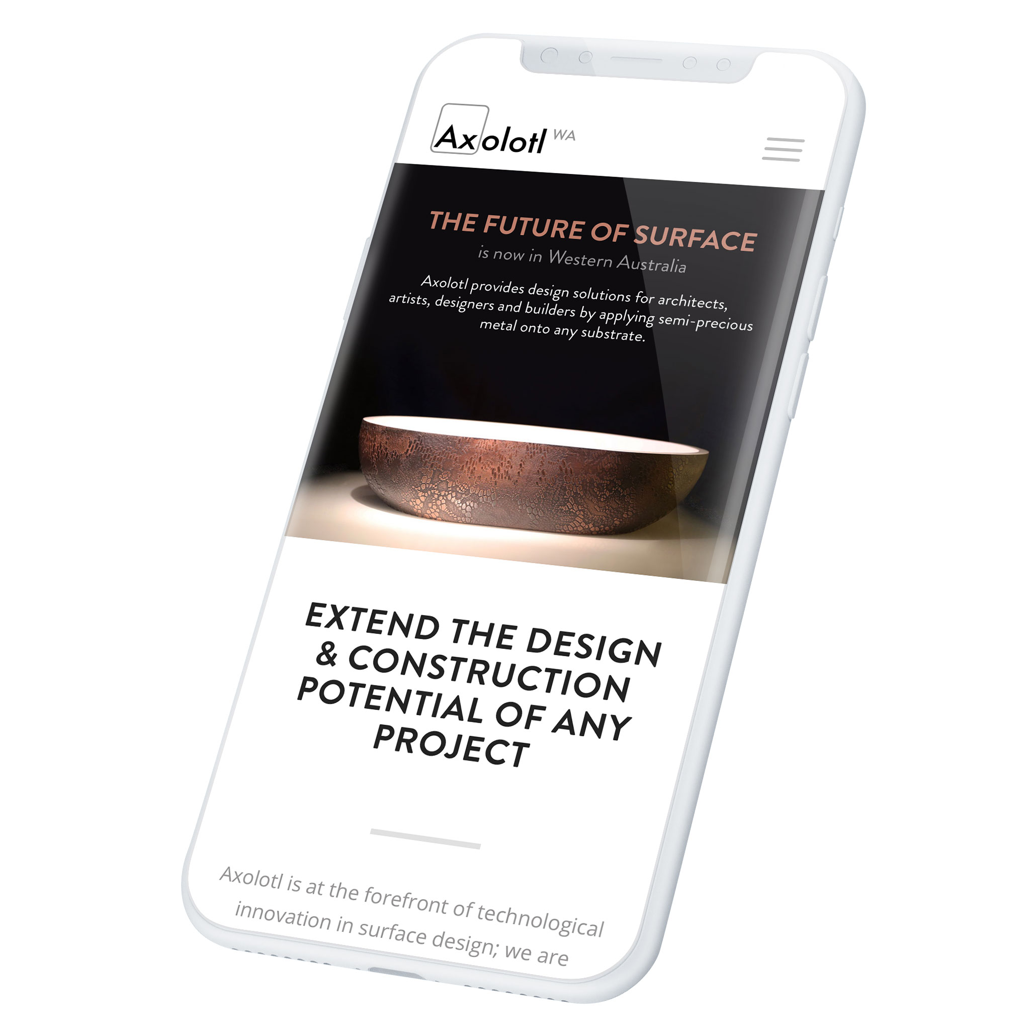 Smartphone with a screen showing the website