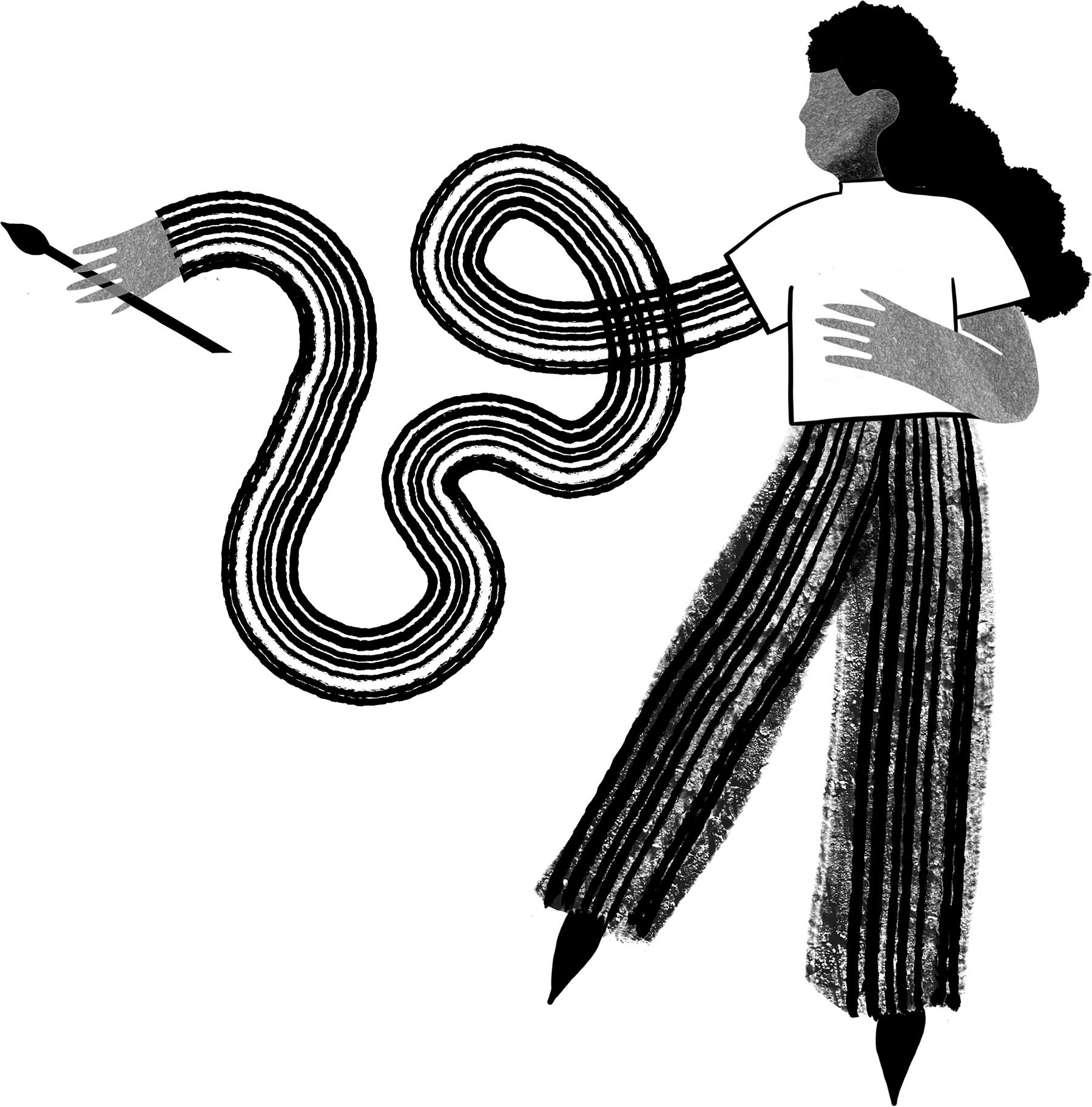 Artist brandishing a painting brush
