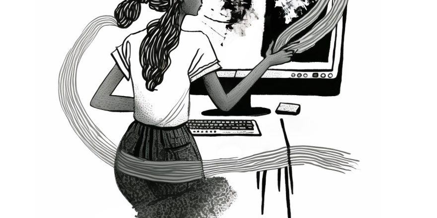 A woman using ecommerce illustration